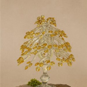 Handcrafted Golden Leaf Glass Tree Showpiece