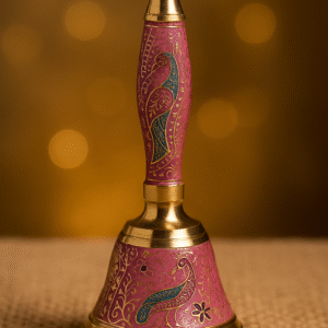Hand-Painted Brass Peacock Design Pooja Bell