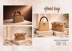 Woven Basket Bucket Bag with Beaded Handle