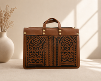 Heritage Arch Cutwork Leather Briefcase